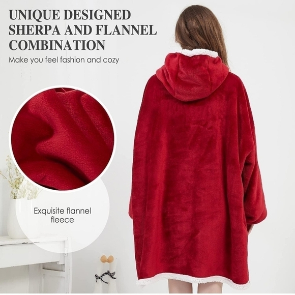 Viviland Brick Red Sweatshirt Sherpa Blanket NEW! - Picture 5 of 7